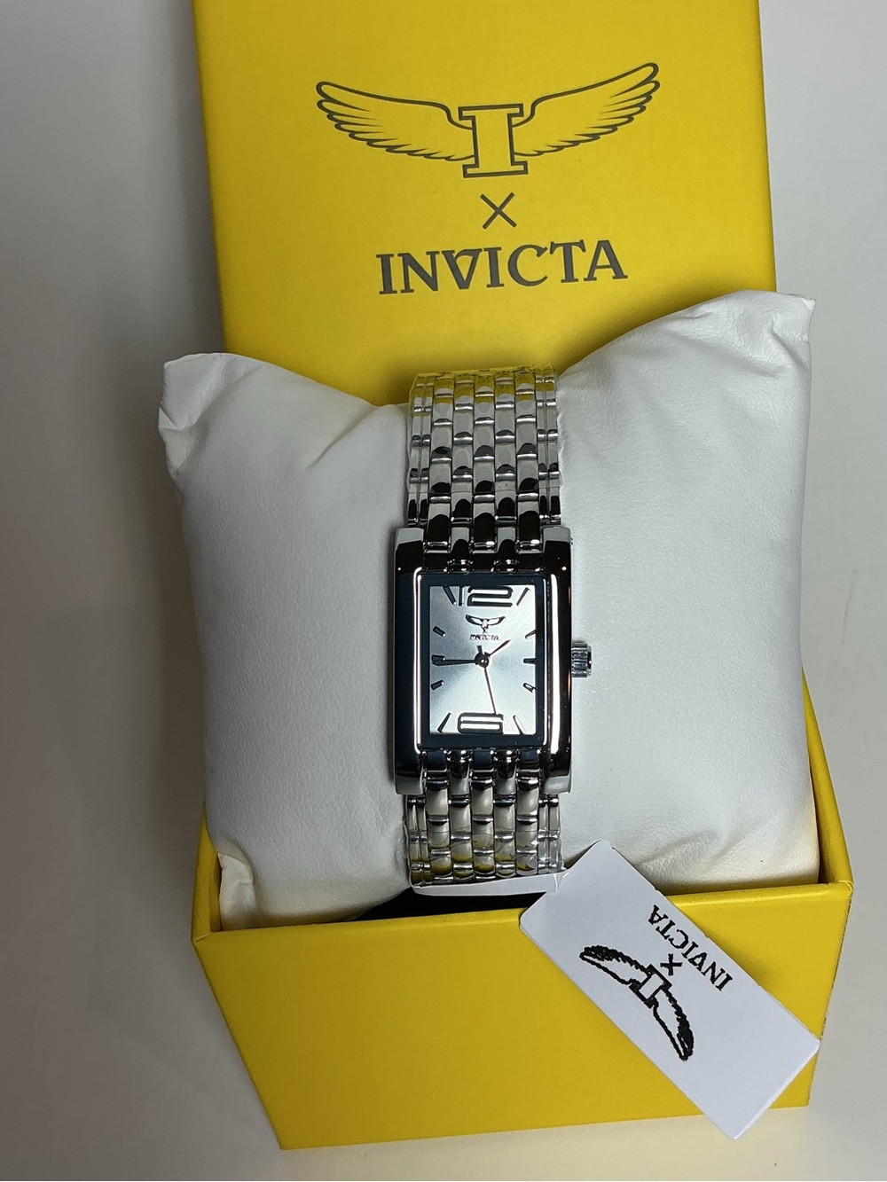 Invicta Men's Silver Stainless Steel Rectangular Bracelet Watch with Silver Dial